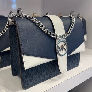 MICHAEL KORS Greenwich Small Color-Block Signature Logo Flap Crossbody XBODY